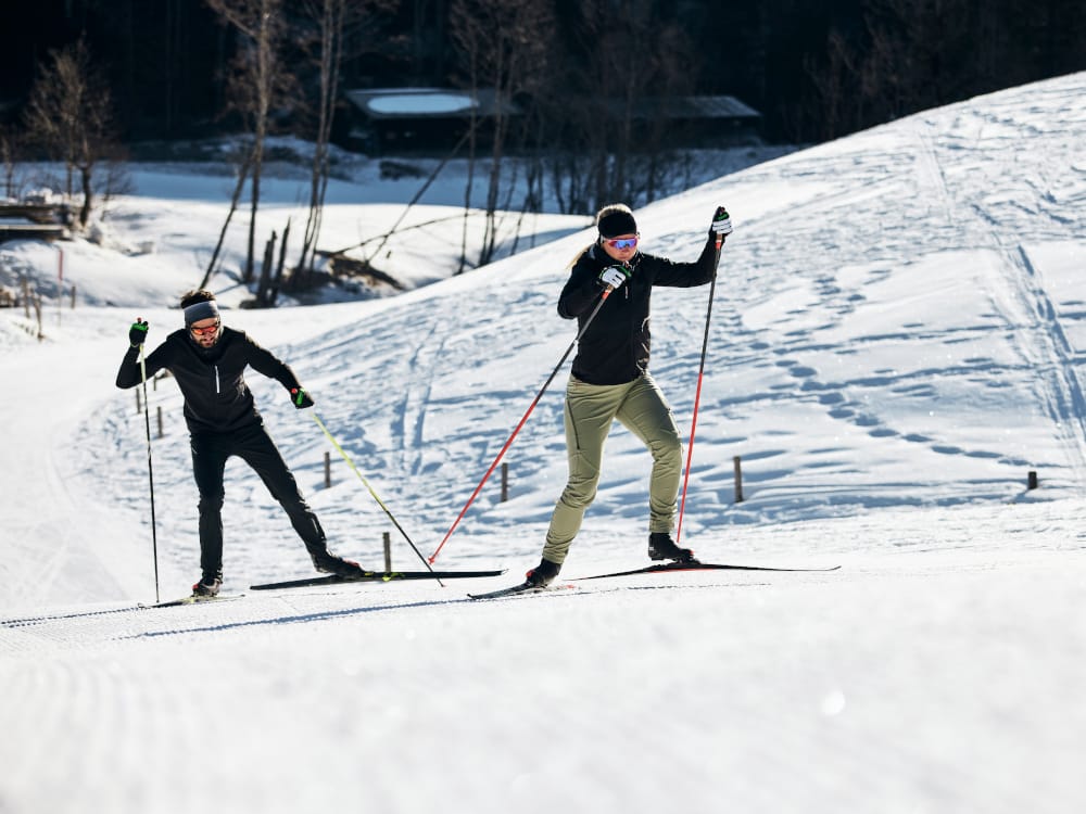 Die 2-1 Technik kann überall (außer bei Abfahrten) eingesetzt werden.
Foto: U. Golling