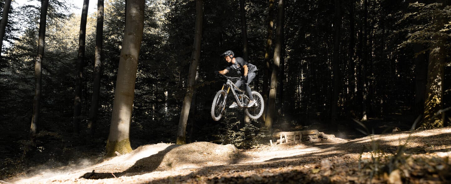Mountainbiker im Wald